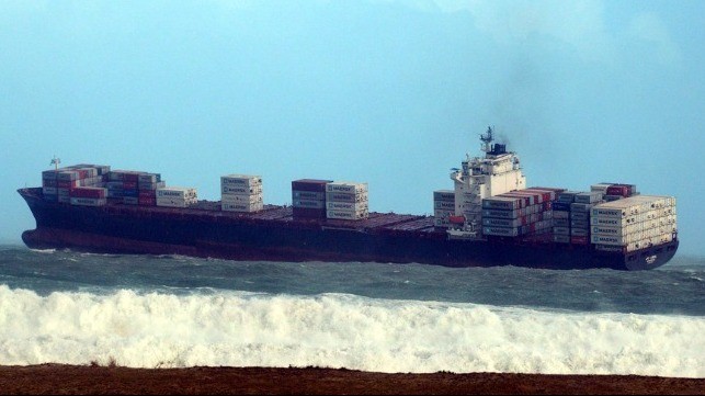 Container Ship Fouls Anchor Forcing it to Ride Out South African Storm